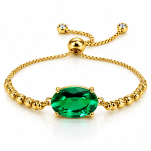 Pulsera ajustable con detalle ovalado verde