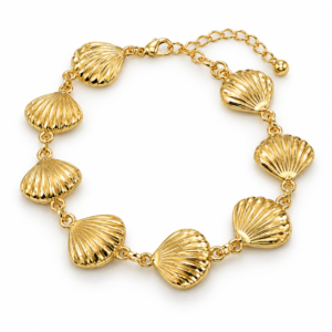 Pulsera de cadena con conchas doradas