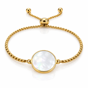 Pulsera ajustable con círculo blanco grande