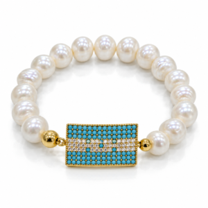 Pulsera blanca con bandera azul de Honduras
