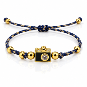 Pulsera de cordón azul con cámara
