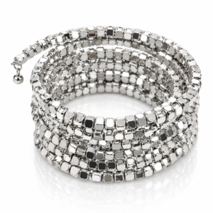 Pulsera ancha plateada de varias hileras