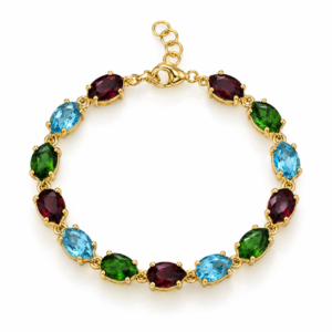 Pulsera dorada con detalles ovalados multicolor