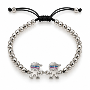 Pulsera plateada con dos niños