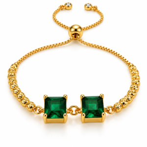 Pulsera ajustable con dos cuadrados verdes