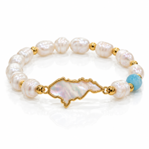 Pulsera blanca con mapa nacarado