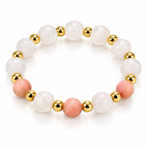 Pulsera blanca con cuentas coral