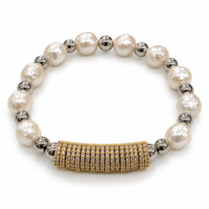 Pulsera blanca con barra brillante