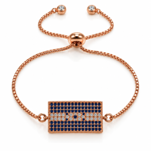 Pulsera rosada con bandera azul oscuro