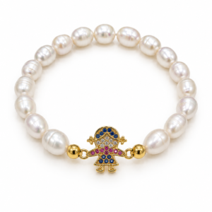 Pulsera blanca con niña multicolor