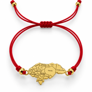 Pulsera roja con mapa dividido de Honduras