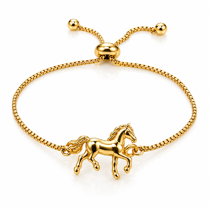 Pulsera ajustable con caballo dorado