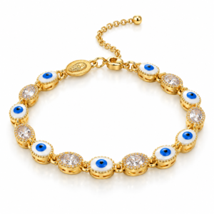 Pulsera de cadena con ojos y detalles claros