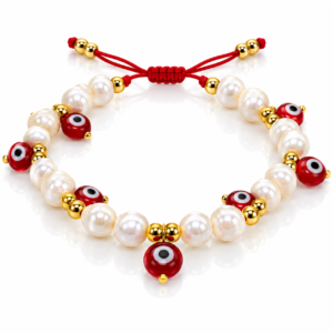 Pulsera blanca con ojos rojos