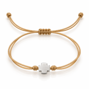 Pulsera beige con cruz blanca