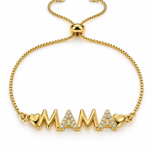Pulsera dorada con palabra MAMA