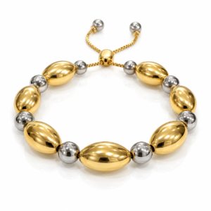 Pulsera bicolor de cuentas ovaladas
