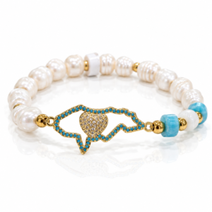 Pulsera blanca con mapa azul y corazón