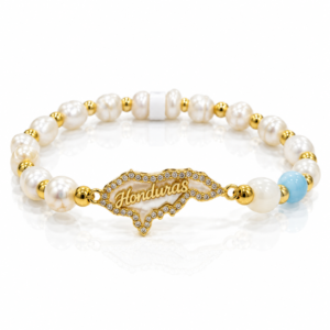 Pulsera blanca y celeste con inscripción Honduras
