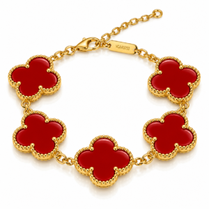 Pulsera de cadena con tréboles rojos
