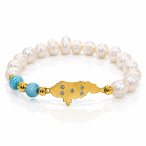 Pulsera blanca con mapa dorado de estrellas