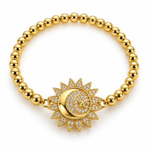 Pulsera dorada con sol y luna