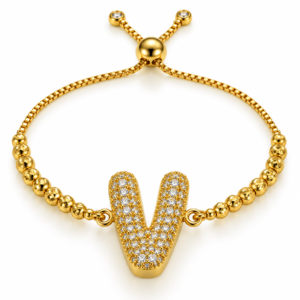 Pulsera ajustable con inicial V