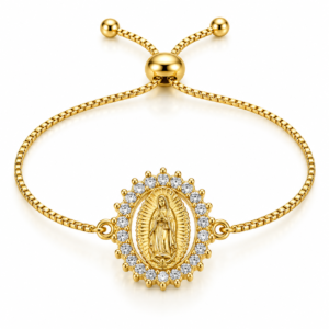 Pulsera dorada con medalla ovalada de rayos