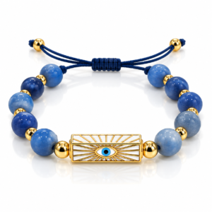 Pulsera azul con placa de ojo