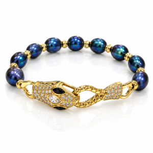 Pulsera azul tornasol con serpiente