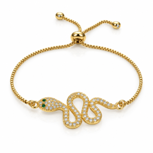 Pulsera dorada con serpiente de contorno abierto