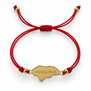 Pulsera roja con mapa e inscripción HONDURAS