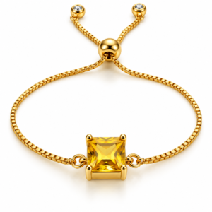 Pulsera dorada con cuadrado amarillo