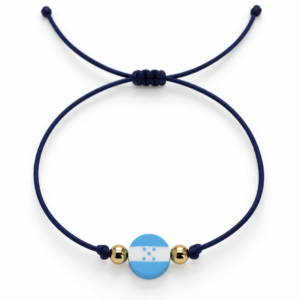 Pulsera azul fina con bandera circular