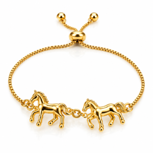 Pulsera dorada con dos caballos