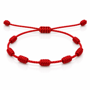 Pulsera roja con nudos decorativos