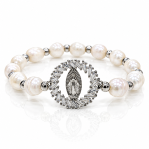Pulsera blanca con medalla plateada de rayos