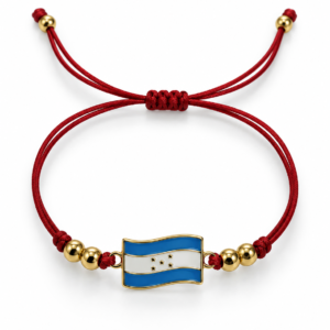 Pulsera roja con bandera ondulada