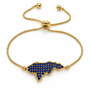 Pulsera dorada con mapa azul