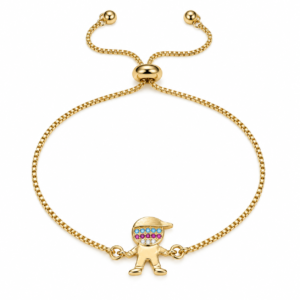 Pulsera dorada con niño decorado