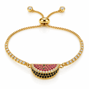 Pulsera dorada con motivo de sandía