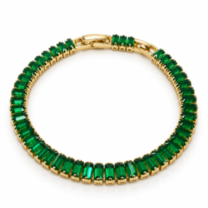 Pulsera dorada de rectángulos verdes