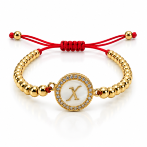 Pulsera roja con medallón de inicial X