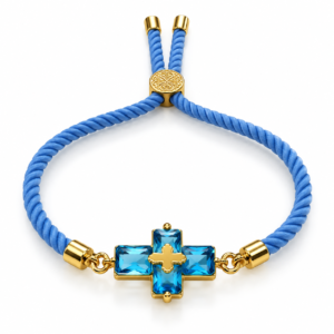 Pulsera azul con cruz y estrella