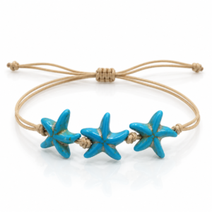 Pulsera beige con tres estrellas de mar