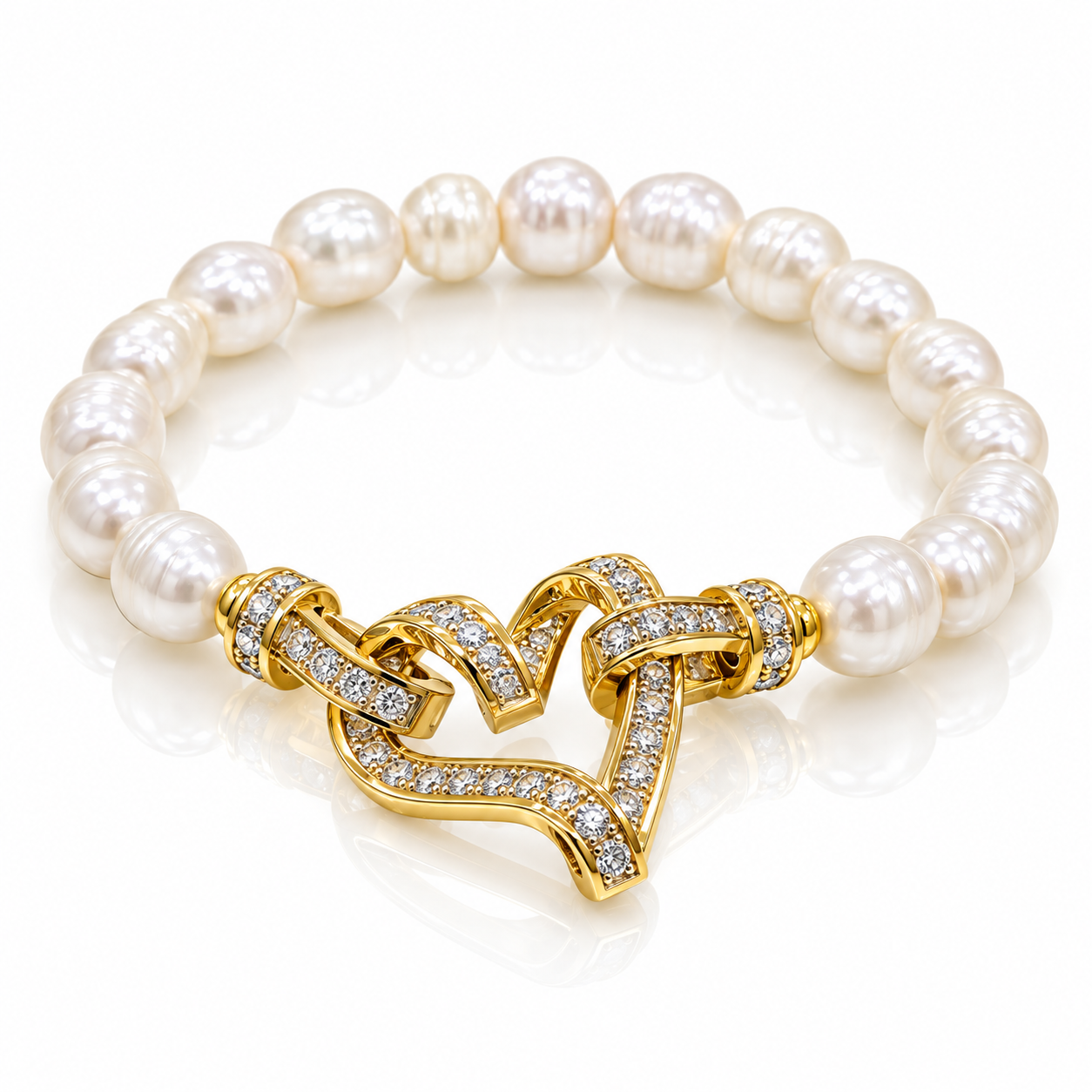 Pulsera blanca con serpiente de corazón