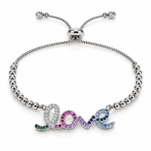 Pulsera plateada con Love de colores
