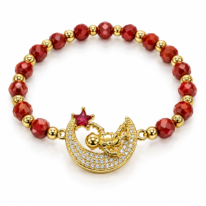 Pulsera roja con luna y estrella