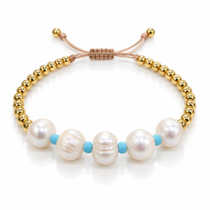 Pulsera blanca y celeste ajustable