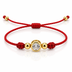 Pulsera roja con círculo transparente